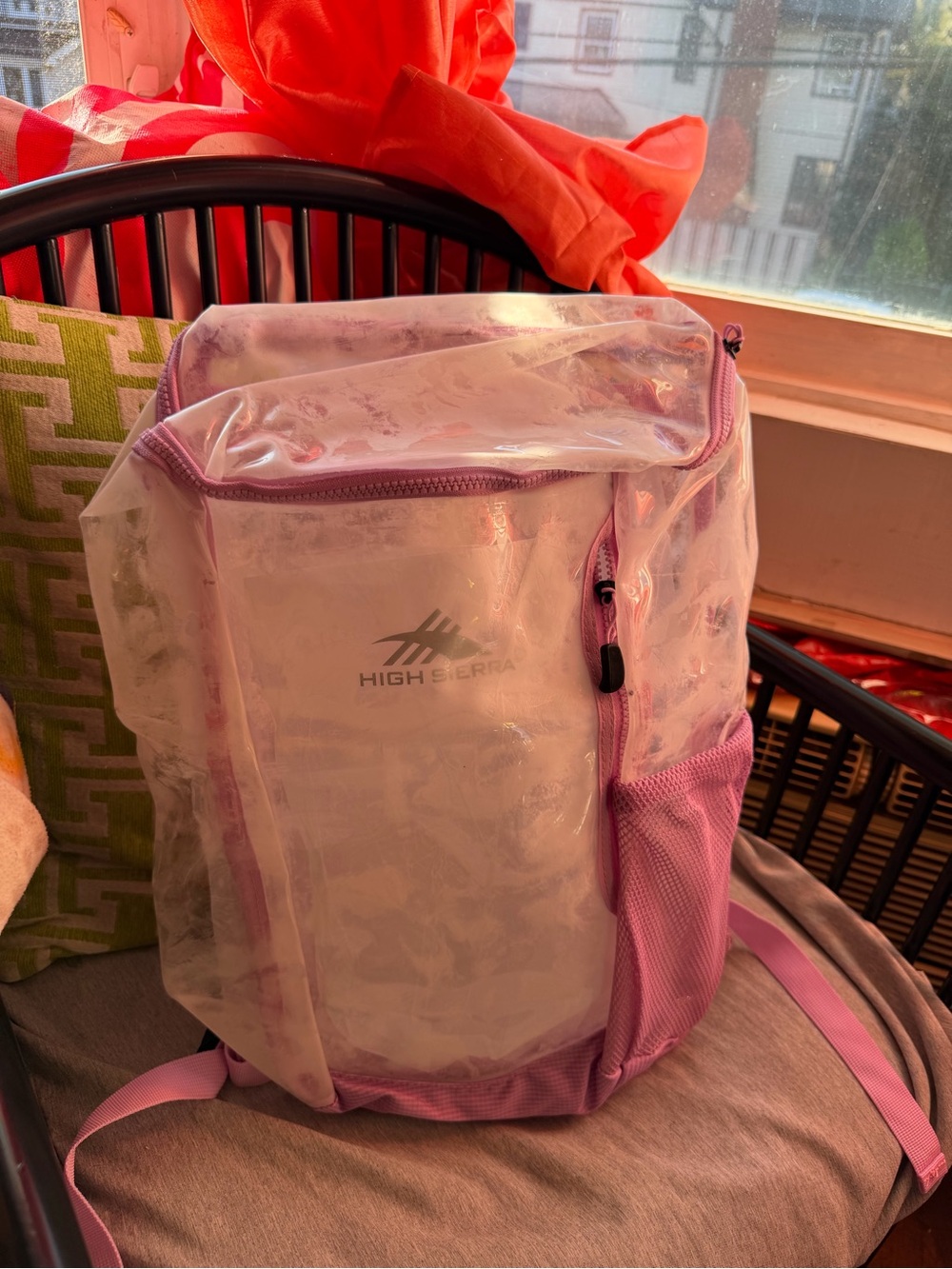 High Sierra Clear Pink Backpack Organizer with Mesh Side Pocket
